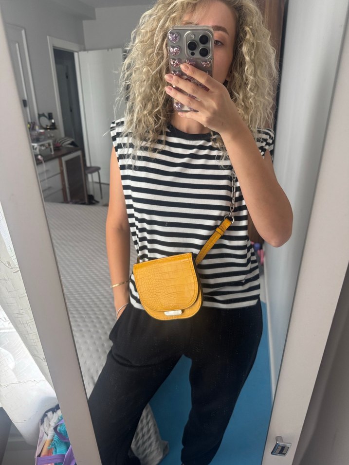 Sarı Kemerli Deri Kadın Çanta - Görsel 3