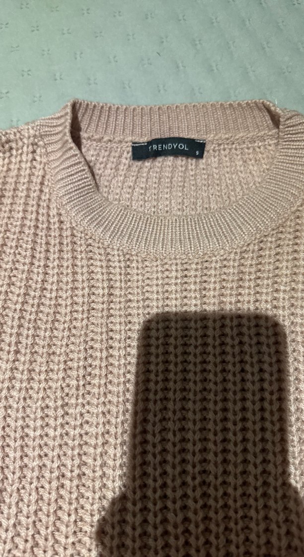 Pembe Ruffles Detaylı Triko Kadın Kazak - Görsel 3