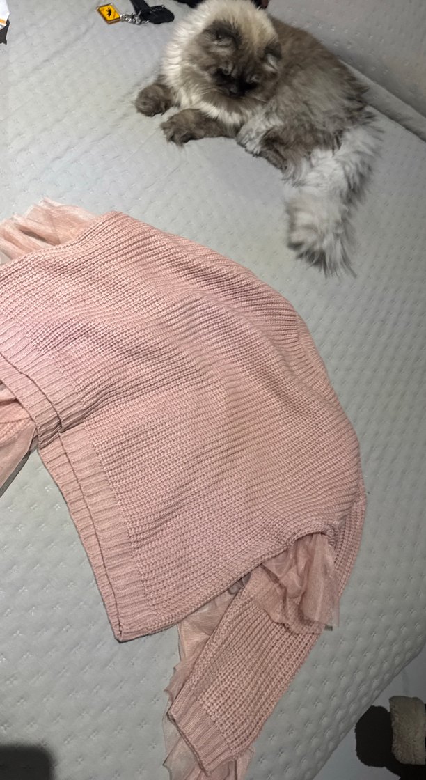 Pembe Ruffles Detaylı Triko Kadın Kazak - Görsel 5