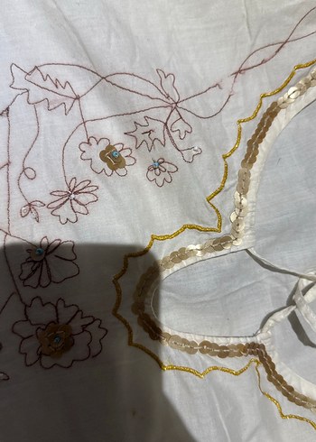 Nakışlı ve Boncuklu Bohem Kadın Bluz - Görsel 3