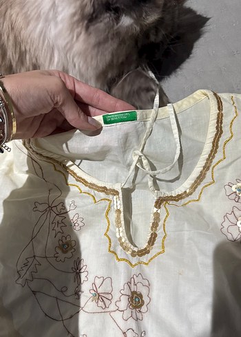 Nakışlı ve Boncuklu Bohem Kadın Bluz - Görsel 2