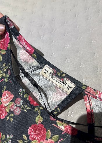 Kız Çocuk Gri Çiçekli Fırfırlı Bluz - Görsel 2