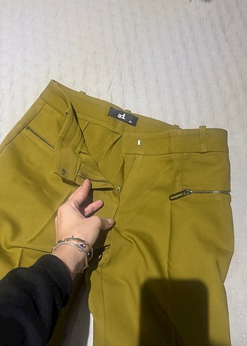 Sarı Kadın Midi Kumaş Pantolon - Görsel 3