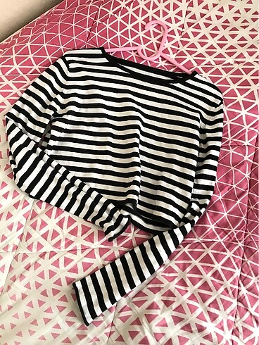 Crop çizgili blus