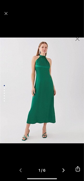 Zara saten yeşil elbise