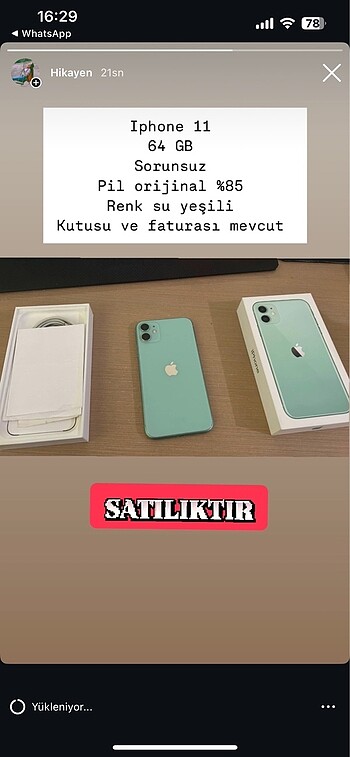 Iphone 11 Su yeşili 64 GB