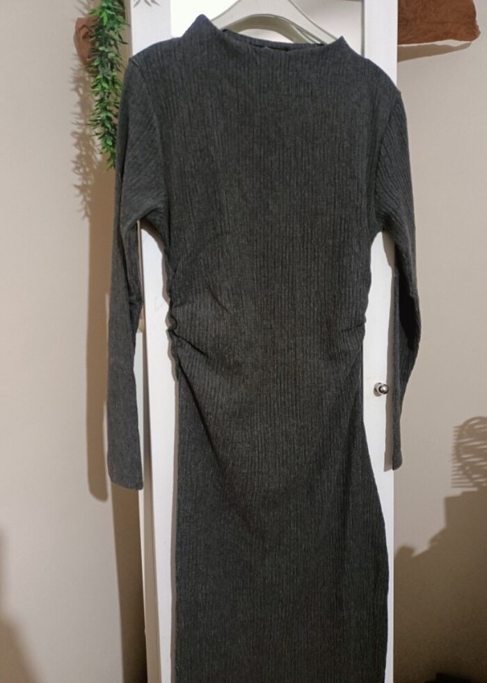 Drapeli uzun elbise  - Görsel 3