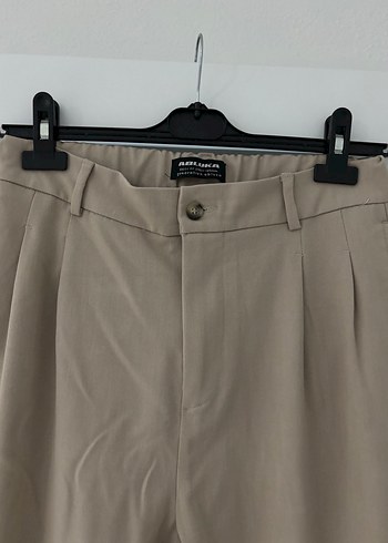 Krem, pileli erkek baggy pantolon - Görsel 2