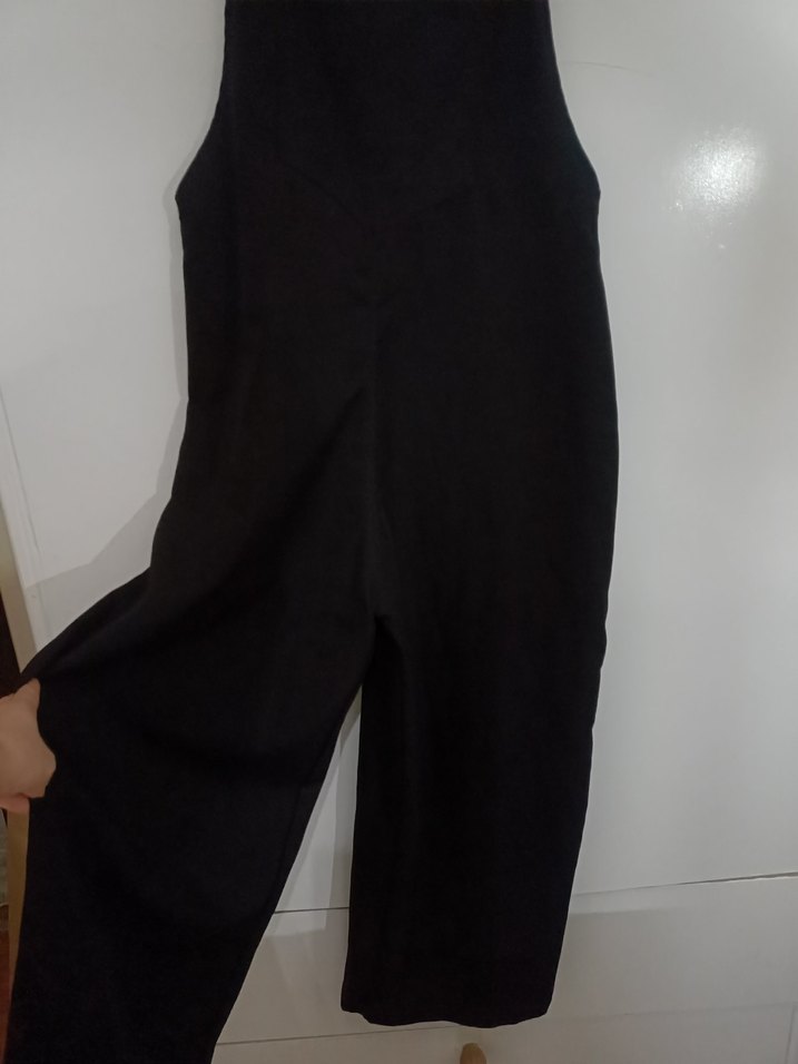 Siyah Uzun Kadın Salopet - Görsel 3