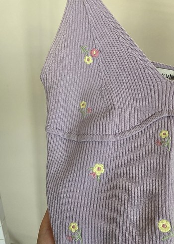 Dilvin Nakışlı Mor Mini Bralet