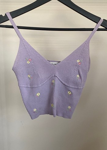 Nakışlı Mor Mini Bralet