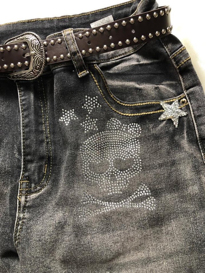 Y2K Grunge Punk Taşlı Gothic Jean — görsel 3/11