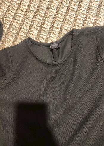 Uzun Kollu Siyah Basic hamile Elbise - Görsel 4