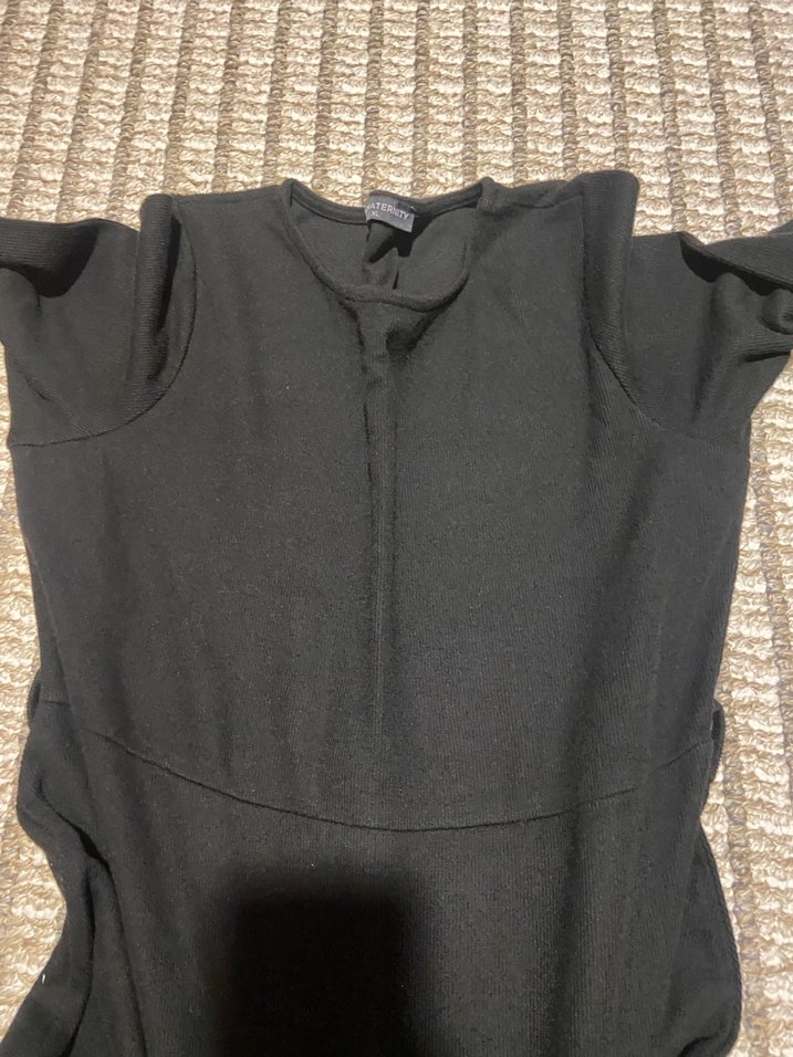 Uzun Kollu Siyah Basic hamile Elbise - Görsel 3