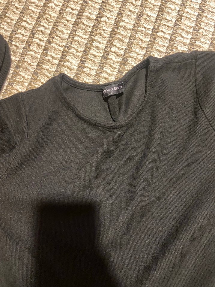 Uzun Kollu Siyah Basic hamile Elbise - Görsel 4