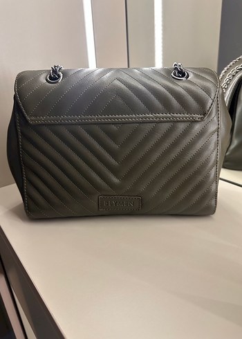 Gri Zincir Detaylı Deri Kadın Çanta - Görsel 2