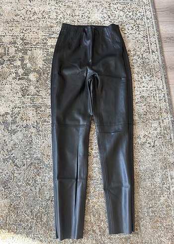 Deri Siyah Kadın Pantolon - Görsel 2