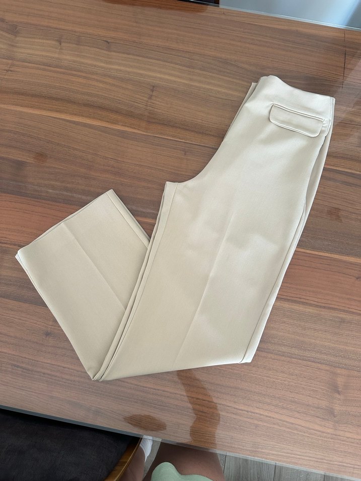 Bej Kadın Normal Kesim Kumaş Pantolon - Görsel 2