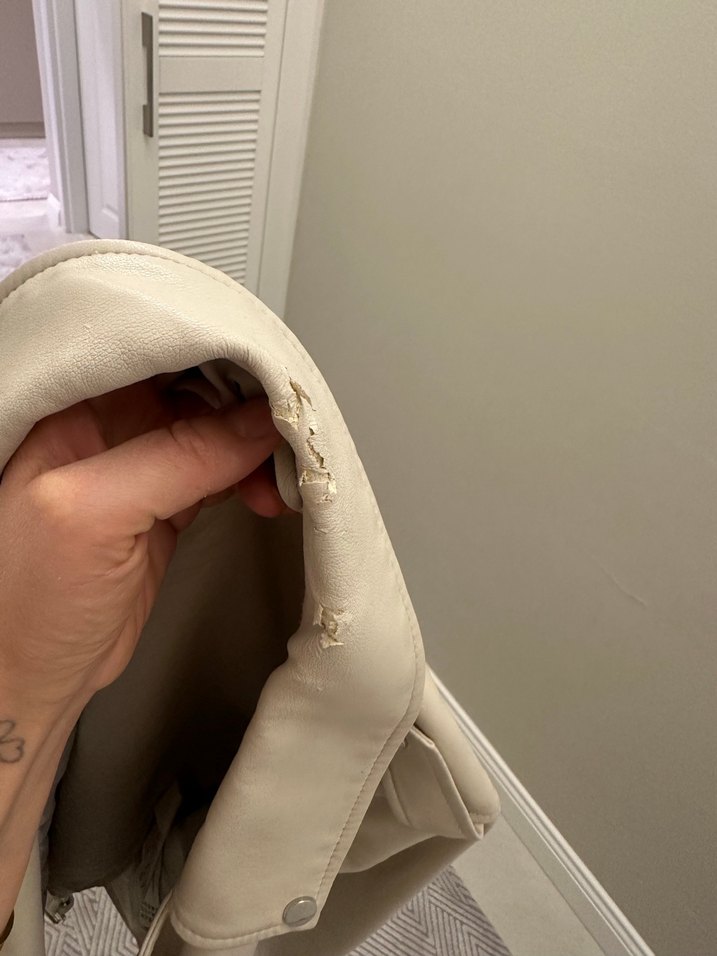 Bej Deri Kemerli Kadın Ceket - Görsel 3