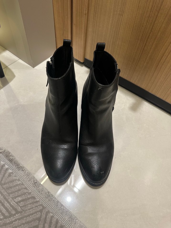 Deri Siyah Kadın Topuklu Bot - Görsel 2