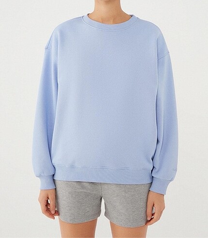 Bisiklet yaka işi polarlı sweatshirt