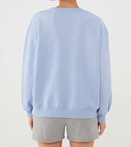 m Beden mavi Renk Bisiklet yaka işi polarlı sweatshirt