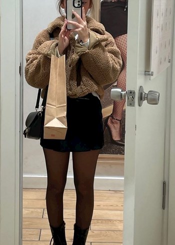 Kahverengi Peluş Kadın Ceket - Görsel 4