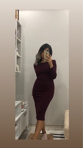 s Beden bordo Renk Mango triko elbise