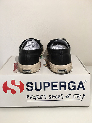 Superga Superga deri siyah spor ayakkabı