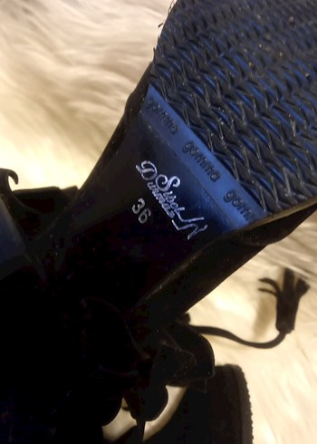 Siyah Süet Püsküllü Yüksek Topuklu Bot - Görsel 5