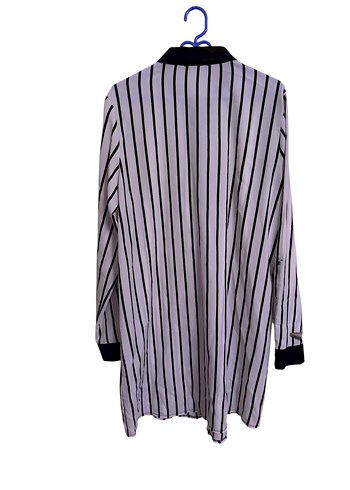 Siyah beyaz Çizgili Uzun Kollu Kadın Gömlek - Görsel 5