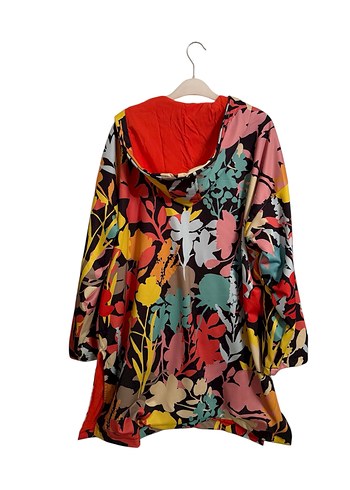 Renkli Baskılı Kadın Uzun trenchcoat - Görsel 3