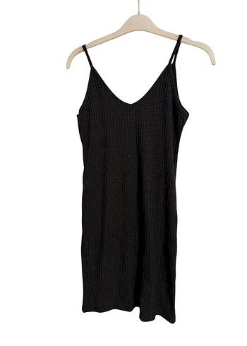 Gri Nakışlı İnce Askılı kısa Elbise - Görsel 3