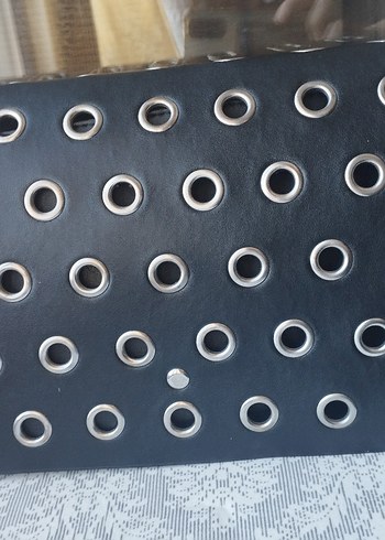 Beden siyah Renk Siyah Deri Tokalı Punk Clutch Çanta