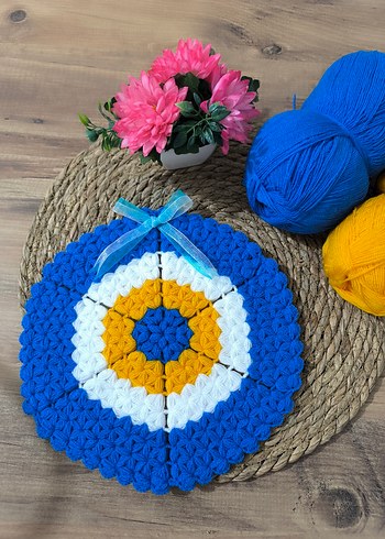 Bohem Örgü Nazar Boncuğu Motifli Banyo lifi - Görsel 3