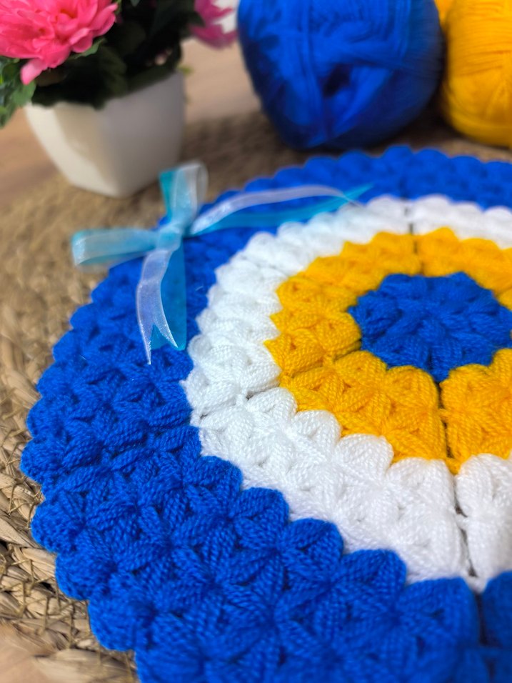 Bohem Örgü Nazar Boncuğu Motifli Banyo lifi - Görsel 2