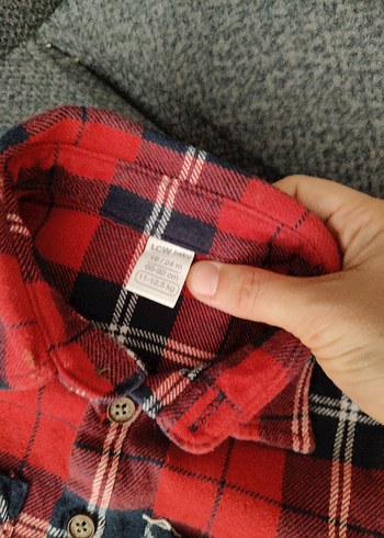 1,5 Yaş Beden kırmızı Renk Düğmeli Kırmızı Ekose Bebek Erkek Takımı