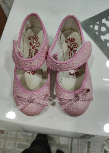 Pembe Kız Çocuk Babet Ayakkabı Velcro - Görsel 2