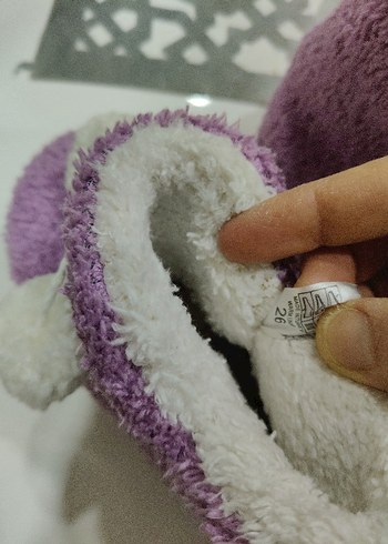 Mor Renkli Kız Çocuk Triko Sıcak Ev Terliği - Görsel 4