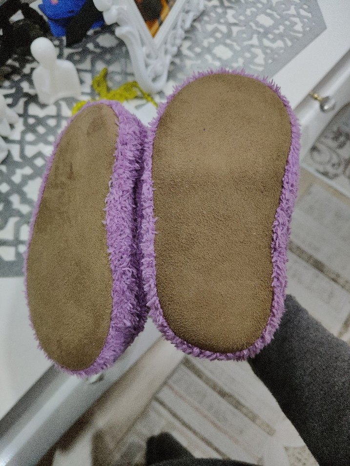 Mor Renkli Kız Çocuk Triko Sıcak Ev Terliği - Görsel 5