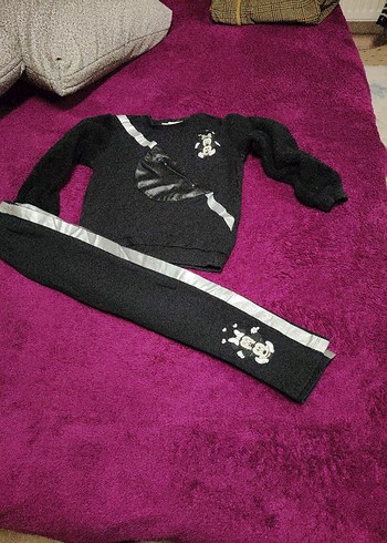 Kız Çocuk Siyah Goth Tarzı Sweatshirt ve Eşofman - Görsel 2