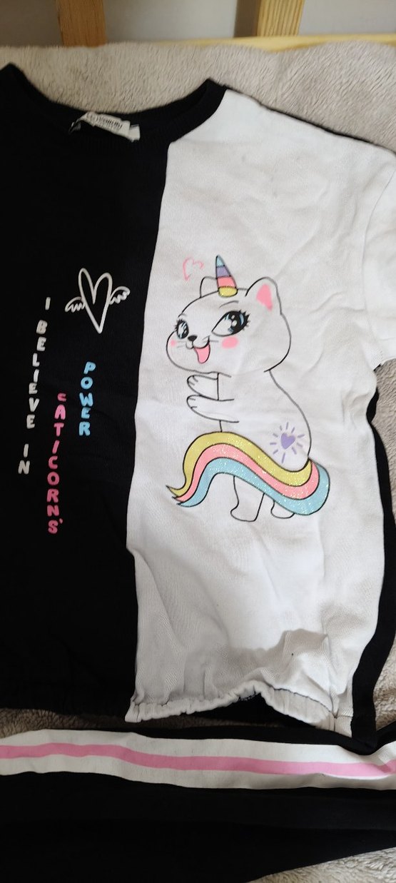 Kız Çocuk Siyah Pamuklu Uzun Kollu eşofman - Görsel 4