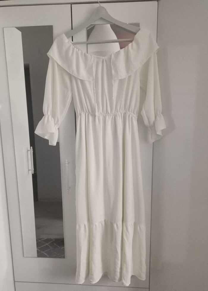 TRENDYOL MİLLA BEYAZ ELBİSE S-M UYUMLU - Görsel 4