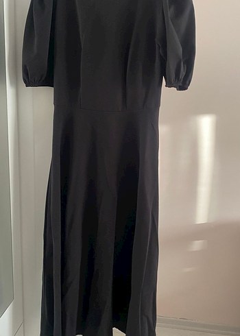 Siyah Midi Kadın Elbise Drapeli - Görsel 2