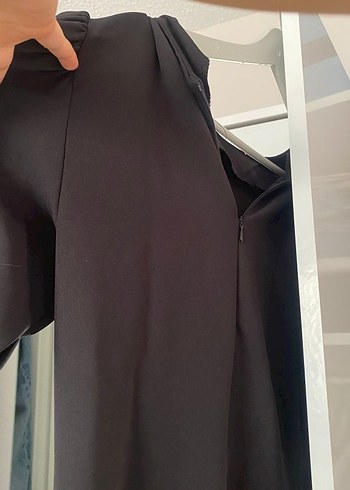 Siyah Midi Kadın Elbise Drapeli - Görsel 3