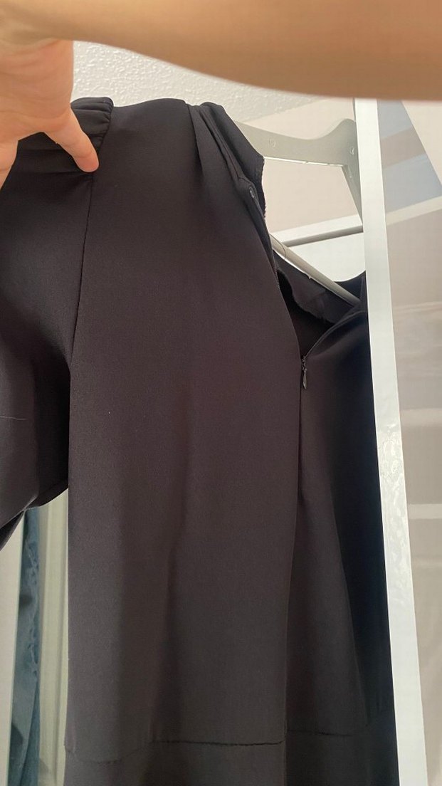 Siyah Midi Kadın Elbise Drapeli - Görsel 3