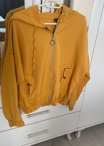 Sarı Kadın Fermuarlı Rahat Ceket - Görsel 2