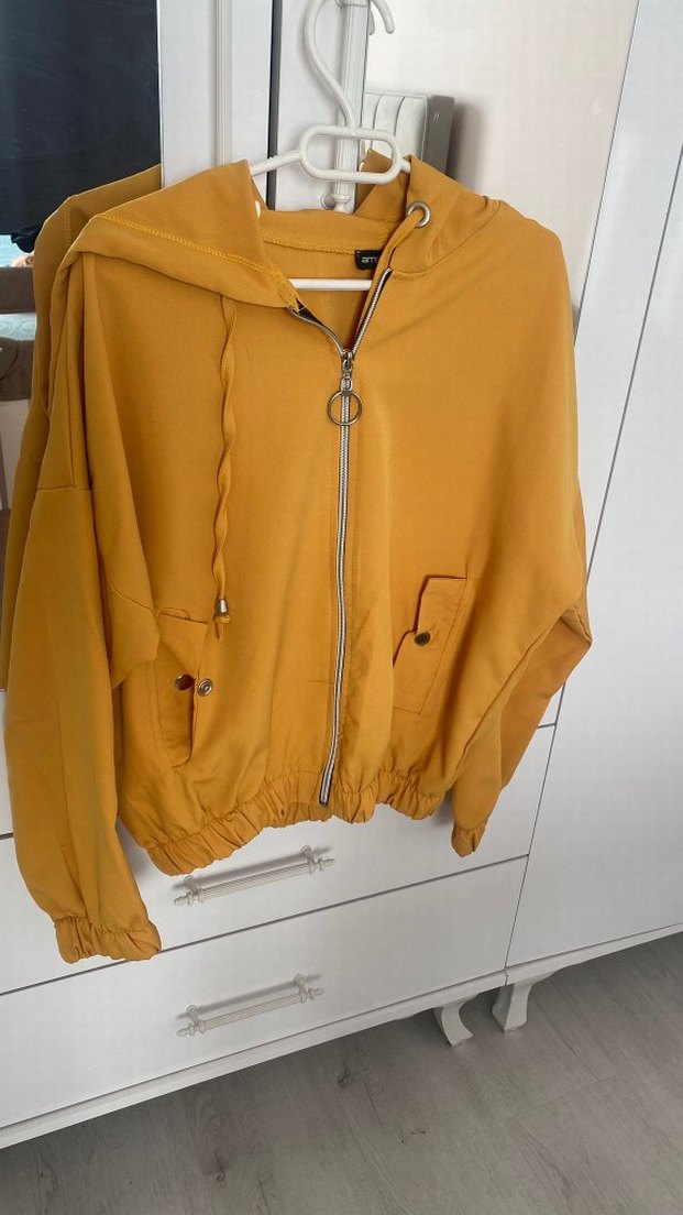 Sarı Kadın Fermuarlı Rahat Ceket - Görsel 2