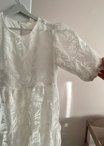 Bohem Kadın Uzun Beyaz Mini Elbise - Görsel 3