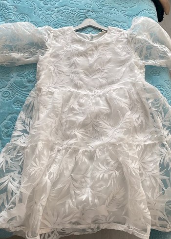 Bohem Kadın Uzun Beyaz Mini Elbise - Görsel 4